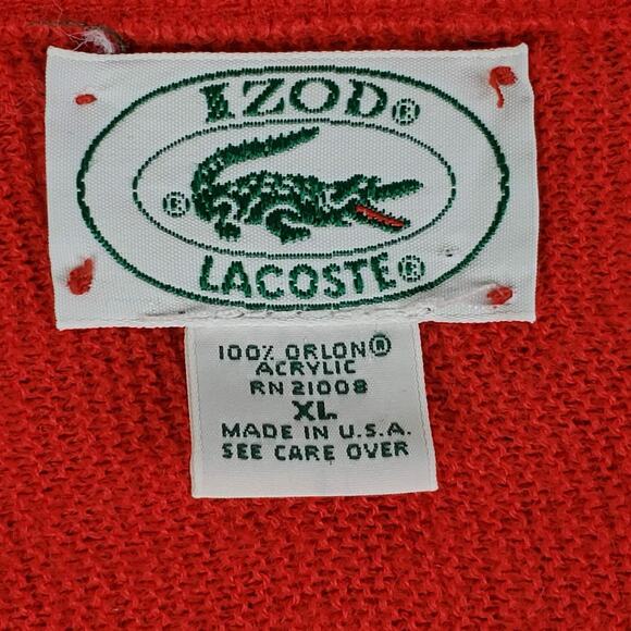 Izod Lacoste Sweater Men's XL Red Knit Pullover Cardigan Y2k Vintage Preppy - Picture 4 of 7